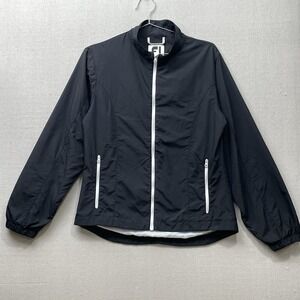 FootJoy FJ Women's Lightweight Golf Jacket Black White Zip Athletic Small